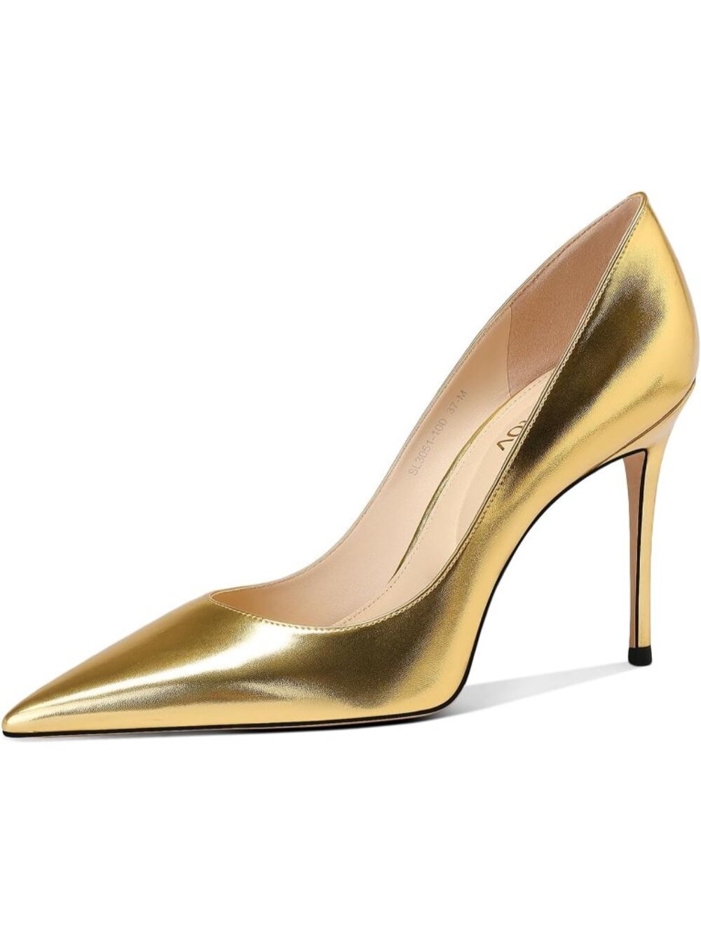 Women's Gold Pointed Toe Stiletto Pumps Closed Toe High Heels Pointed Toe